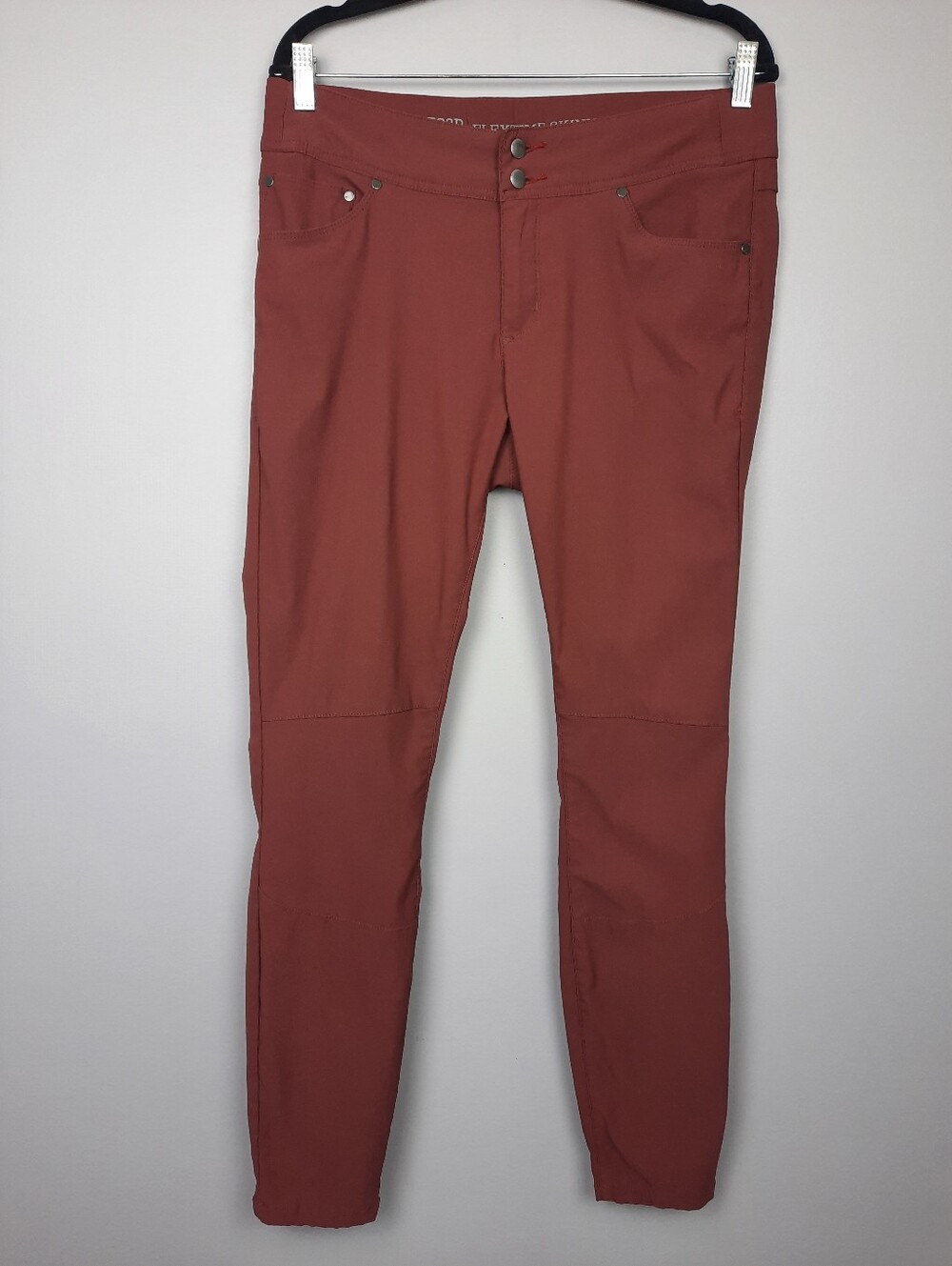 Toad&Co Flextime Skinny Pant Rust Brown Midrise Stretchy Hiking Pants size 12